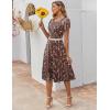 imageZeagoo Womens Casual Dress for Summer Short Sleeve Pleated Dress Loose Flowy Beach Dress with Pockets Flare Midi SundressBrown Floral