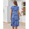 imageZeagoo Womens Casual Dress for Summer Short Sleeve Pleated Dress Loose Flowy Beach Dress with Pockets Flare Midi SundressCashew Blue Print