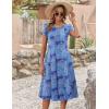 imageZeagoo Womens Casual Dress for Summer Short Sleeve Pleated Dress Loose Flowy Beach Dress with Pockets Flare Midi SundressCashew Blue Print