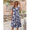 imageZeagoo Womens Casual Dress for Summer Short Sleeve Pleated Dress Loose Flowy Beach Dress with Pockets Flare Midi SundressDeep Blue Flower