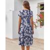 imageZeagoo Womens Casual Dress for Summer Short Sleeve Pleated Dress Loose Flowy Beach Dress with Pockets Flare Midi SundressDeep Blue Flower