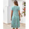 imageZeagoo Womens Casual Dress for Summer Short Sleeve Pleated Dress Loose Flowy Beach Dress with Pockets Flare Midi SundressGreen Flower