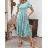 imageZeagoo Womens Casual Dress for Summer Short Sleeve Pleated Dress Loose Flowy Beach Dress with Pockets Flare Midi SundressGreen Flower