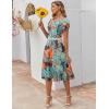 imageZeagoo Womens Casual Dress for Summer Short Sleeve Pleated Dress Loose Flowy Beach Dress with Pockets Flare Midi SundressLeaf Print