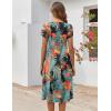 imageZeagoo Womens Casual Dress for Summer Short Sleeve Pleated Dress Loose Flowy Beach Dress with Pockets Flare Midi SundressLeaf Print