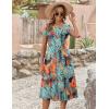 imageZeagoo Womens Casual Dress for Summer Short Sleeve Pleated Dress Loose Flowy Beach Dress with Pockets Flare Midi SundressLeaf Print