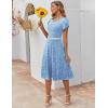 imageZeagoo Womens Casual Dress for Summer Short Sleeve Pleated Dress Loose Flowy Beach Dress with Pockets Flare Midi SundressLight Blue Floral