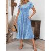 imageZeagoo Womens Casual Dress for Summer Short Sleeve Pleated Dress Loose Flowy Beach Dress with Pockets Flare Midi SundressLight Blue Floral