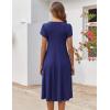 imageZeagoo Womens Casual Dress for Summer Short Sleeve Pleated Dress Loose Flowy Beach Dress with Pockets Flare Midi SundressNavy Blue