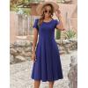 imageZeagoo Womens Casual Dress for Summer Short Sleeve Pleated Dress Loose Flowy Beach Dress with Pockets Flare Midi SundressNavy Blue