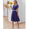 imageZeagoo Womens Casual Dress for Summer Short Sleeve Pleated Dress Loose Flowy Beach Dress with Pockets Flare Midi SundressNavy Blue