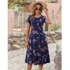 imageZeagoo Womens Casual Dress for Summer Short Sleeve Pleated Dress Loose Flowy Beach Dress with Pockets Flare Midi SundressNavy Flower