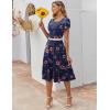 imageZeagoo Womens Casual Dress for Summer Short Sleeve Pleated Dress Loose Flowy Beach Dress with Pockets Flare Midi SundressNavy Flower