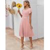 imageZeagoo Womens Casual Dress for Summer Short Sleeve Pleated Dress Loose Flowy Beach Dress with Pockets Flare Midi SundressPink Dot