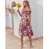 imageZeagoo Womens Casual Dress for Summer Short Sleeve Pleated Dress Loose Flowy Beach Dress with Pockets Flare Midi SundressPink Floral