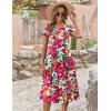 imageZeagoo Womens Casual Dress for Summer Short Sleeve Pleated Dress Loose Flowy Beach Dress with Pockets Flare Midi SundressPink Floral