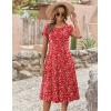 imageZeagoo Womens Casual Dress for Summer Short Sleeve Pleated Dress Loose Flowy Beach Dress with Pockets Flare Midi SundressRed Floral