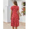 imageZeagoo Womens Casual Dress for Summer Short Sleeve Pleated Dress Loose Flowy Beach Dress with Pockets Flare Midi SundressRed Floral