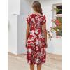 imageZeagoo Womens Casual Dress for Summer Short Sleeve Pleated Dress Loose Flowy Beach Dress with Pockets Flare Midi SundressRed Flower