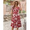 imageZeagoo Womens Casual Dress for Summer Short Sleeve Pleated Dress Loose Flowy Beach Dress with Pockets Flare Midi SundressRed Flower