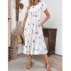 imageZeagoo Womens Casual Dress for Summer Short Sleeve Pleated Dress Loose Flowy Beach Dress with Pockets Flare Midi SundressWhite Floral