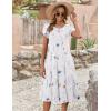 imageZeagoo Womens Casual Dress for Summer Short Sleeve Pleated Dress Loose Flowy Beach Dress with Pockets Flare Midi SundressWhite Floral