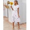 imageZeagoo Womens Casual Dress for Summer Short Sleeve Pleated Dress Loose Flowy Beach Dress with Pockets Flare Midi SundressWhite Floral