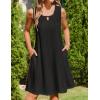 imageZeagoo Womens Casual Summer Dresses 2025 Boho Sleeveless Sundresses with Pockets Pleated Beach Floral T Shirt DressesBlack