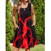 imageZeagoo Womens Casual Summer Dresses 2025 Boho Sleeveless Sundresses with Pockets Pleated Beach Floral T Shirt DressesBlack Redprinted