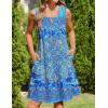 imageZeagoo Womens Casual Summer Dresses 2025 Boho Sleeveless Sundresses with Pockets Pleated Beach Floral T Shirt DressesBluefloral Printed