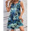 imageZeagoo Womens Casual Summer Dresses 2025 Boho Sleeveless Sundresses with Pockets Pleated Beach Floral T Shirt DressesLeafprinted