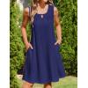 imageZeagoo Womens Casual Summer Dresses 2025 Boho Sleeveless Sundresses with Pockets Pleated Beach Floral T Shirt DressesNavy Blue