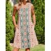 imageZeagoo Womens Casual Summer Dresses 2025 Boho Sleeveless Sundresses with Pockets Pleated Beach Floral T Shirt DressesPinkprinted