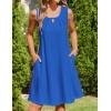 imageZeagoo Womens Casual Summer Dresses 2025 Boho Sleeveless Sundresses with Pockets Pleated Beach Floral T Shirt DressesSky Blue