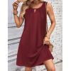 imageZeagoo Womens Casual Summer Dresses 2025 Boho Sleeveless Sundresses with Pockets Pleated Beach Floral T Shirt DressesWine Red