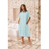 imageZeagoo Womens Dress Summer Casual Short Sleeve Button Down Shirt Dress Beach Cover Up Dress with PocketsBaby Blue