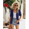 imageZeagoo Womens Short Sleeve 2025 Summer Crochet Cropped Cardigan V Neck Button up Bolero Shrug SweaterBlue