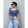imageZeagoo Womens Short Sleeve T Shirts Casual Summer Basic Scoop Neck Slim Fit Rib Knit Business Work Tee TopsBlue