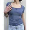 imageZeagoo Womens Short Sleeve T Shirts Casual Summer Basic Scoop Neck Slim Fit Rib Knit Business Work Tee TopsBlue