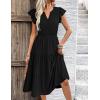 imageZeagoo Womens Summer Casual Dresses Ruffle Sleeve V Neck Midi Dress Flowy Tiered Dress with Pockets Boho SundressesBlack