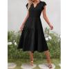 imageZeagoo Womens Summer Casual Dresses Ruffle Sleeve V Neck Midi Dress Flowy Tiered Dress with Pockets Boho SundressesBlack
