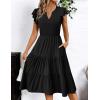 imageZeagoo Womens Summer Casual Dresses Ruffle Sleeve V Neck Midi Dress Flowy Tiered Dress with Pockets Boho SundressesBlack