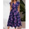 imageZeagoo Womens Summer Casual Dresses Ruffle Sleeve V Neck Midi Dress Flowy Tiered Dress with Pockets Boho SundressesBlack Pinkprinted