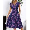 imageZeagoo Womens Summer Casual Dresses Ruffle Sleeve V Neck Midi Dress Flowy Tiered Dress with Pockets Boho SundressesBlack Pinkprinted