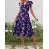 imageZeagoo Womens Summer Casual Dresses Ruffle Sleeve V Neck Midi Dress Flowy Tiered Dress with Pockets Boho SundressesBlack Pinkprinted