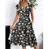 imageZeagoo Womens Summer Casual Dresses Ruffle Sleeve V Neck Midi Dress Flowy Tiered Dress with Pockets Boho SundressesBlackprinted01