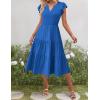 imageZeagoo Womens Summer Casual Dresses Ruffle Sleeve V Neck Midi Dress Flowy Tiered Dress with Pockets Boho SundressesBlue