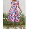 imageZeagoo Womens Summer Casual Dresses Ruffle Sleeve V Neck Midi Dress Flowy Tiered Dress with Pockets Boho SundressesBlue Pinkprinted