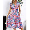 imageZeagoo Womens Summer Casual Dresses Ruffle Sleeve V Neck Midi Dress Flowy Tiered Dress with Pockets Boho SundressesBlue Pinkprinted