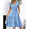 imageZeagoo Womens Summer Casual Dresses Ruffle Sleeve V Neck Midi Dress Flowy Tiered Dress with Pockets Boho SundressesBluefloral Printed